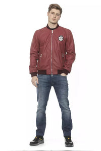 Billionaire Italian Couture Elegant Burgundy Men's Leather Bomber