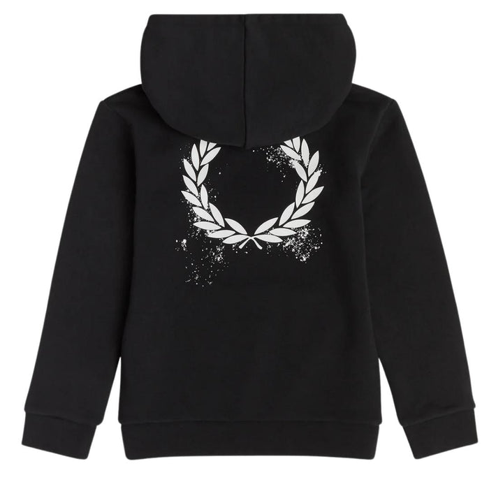 Fred Perry Laurel Back Kids Black Hooded Sweatshirt