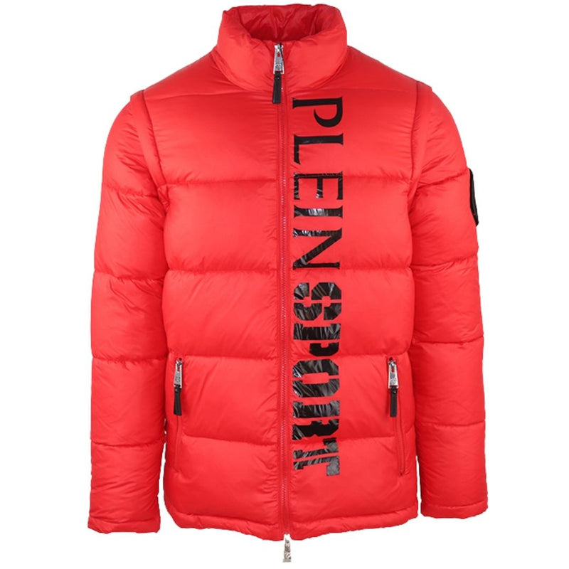 Plein Sport Vertical Logo Padded Red Jacket - Nova Clothing